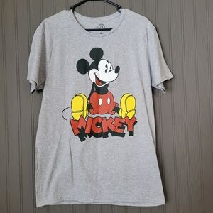 Disney Mickey Mouse Graphic T-Shirt Classic Retro Style Shirt Gray Men's Size M